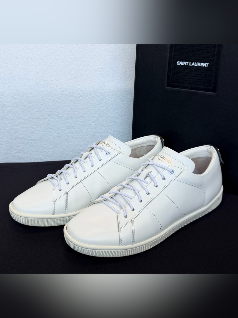 Saint Laurent Court Classic Lips Sneakers White Leather Red Blue EU 39 w/ Box